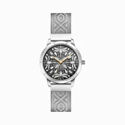 Discount Damenuhr mit 33 mm, Libellen und Steinen silberfarben Damen Uhren|Damenuhren